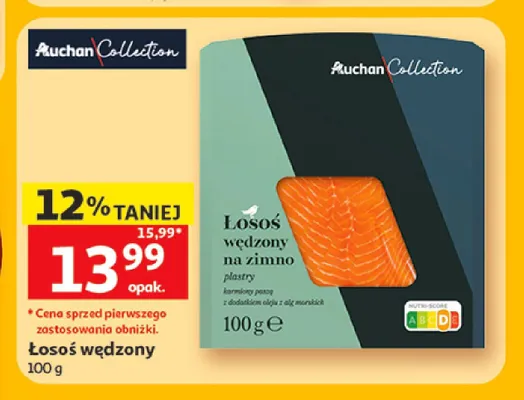 Łosoś wędzony na zimno plastry Auchan Collection promocja w Auchan