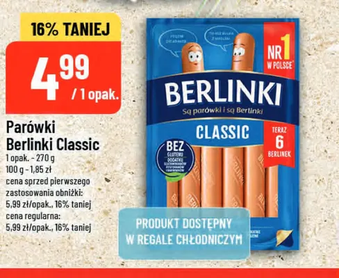 Parówki Berlinki Classic promocja w POLOmarket