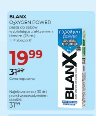 Pasta do zębów Blanx O2Xygen Power promocja w Drogerie Jawa