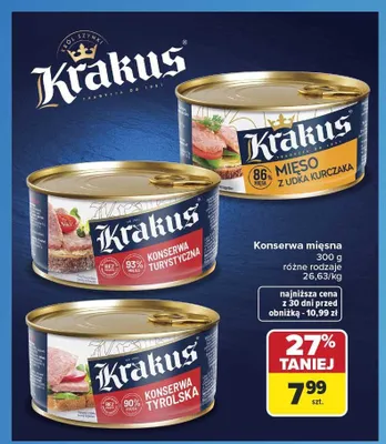 Konserwa mięsna Krakus Mięso z udka kurczaka promocja w Carrefour