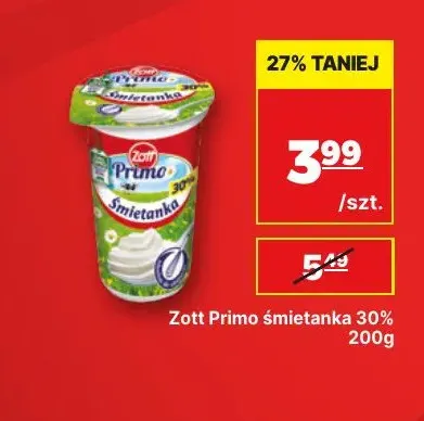 Śmietanka Zott Primo 30% promocja w API Market