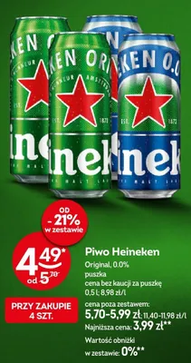 Piwo Heineken Original promocja w Żabka