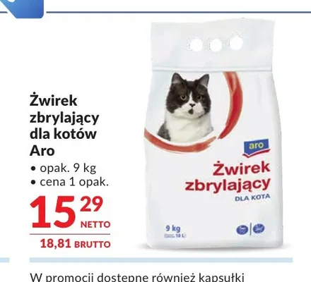 Żwirek zbrylający dla kotów Aro promocja w Makro