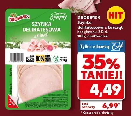 Szynka delikatesowa z kurcząt bez glutenu, 3% tł. promocja w Kaufland