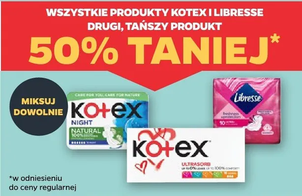 Podpaski i tampony różne rodzaje promocja w Netto