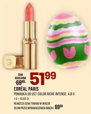 Pomadka do ust Color Riche Intense L'Oreal Paris promocja w Drogerie Natura