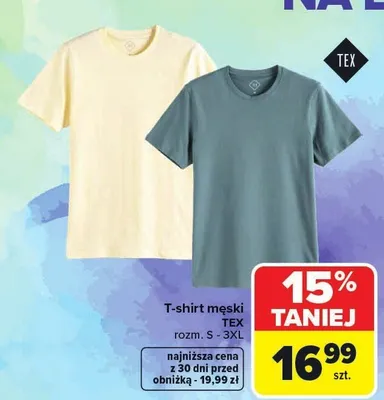 T-shirt męski TEX rozm. S - 3XL promocja w Carrefour