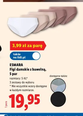 Figi damskie z bawełną Esmara 5-pak promocja w Lidl