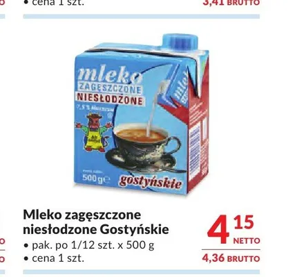 Mleko zagęszczone niesłodzone Gostyńskie promocja w Makro