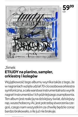 Płyta CD Jimek Etiudy na pianino, sampler, orkiestrę i kolegów promocja w Empik