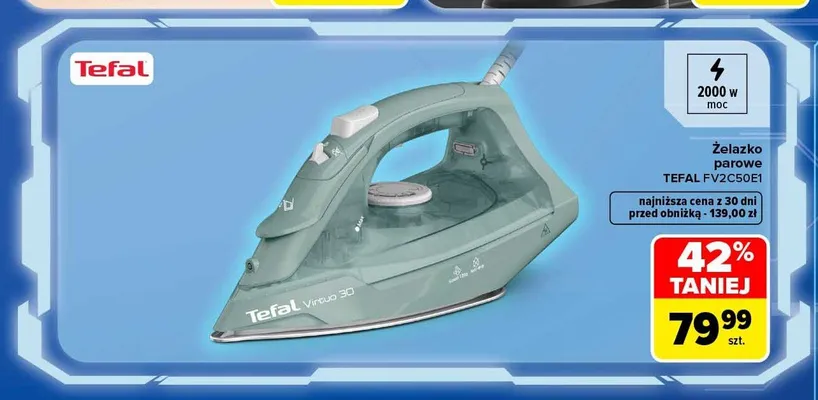 Żelazko parowe Tefal Virtuo 30 FV2C50E1 promocja w Carrefour