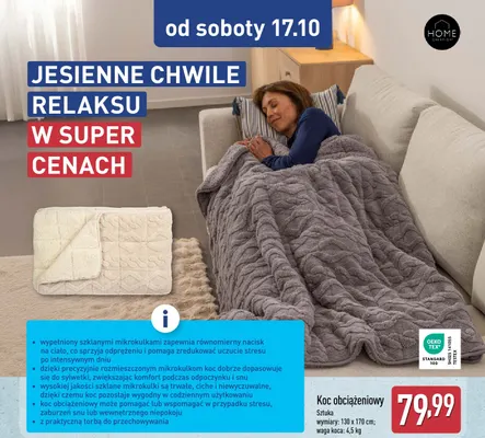 Koc obciążeniowy Home Creation 130x170 cm promocja w Aldi
