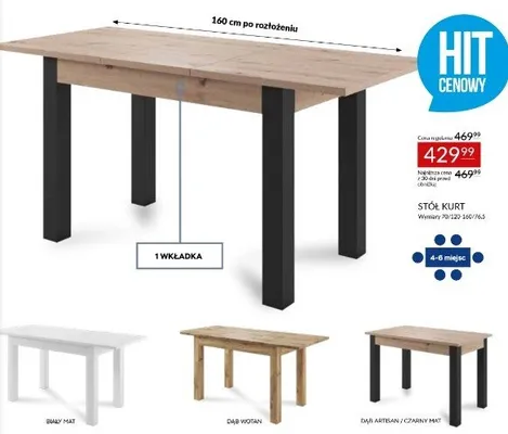 Stół Kurt promocja w Abra Meble