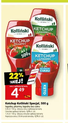 Ketchup Kotliński Specjał łagodny bez cukru promocja w Twój Market
