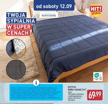 Kołdra i narzuta 2 w 1 Novitesse promocja w Aldi