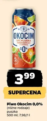 Piwo Okocim 0,0% Sycylijska Pomarańcza i Limonka promocja w Netto