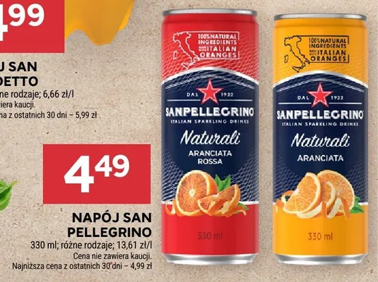 Napój San Pellegrino Naturali Aranciata Rossa promocja w Stokrotka