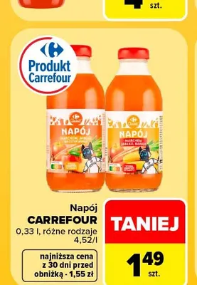 Napój marchew jabłko brzoskwinia Carrefour promocja w Carrefour Market
