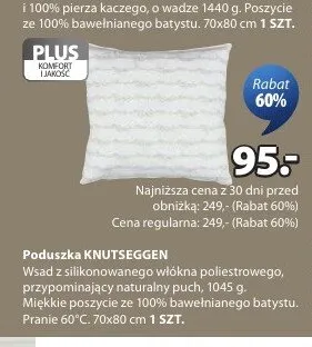 Poduszka KNUTSEGGEN 70x80cm promocja w Jysk
