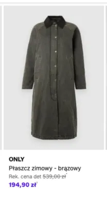 Płaszcz zimowy brązowy ONLY promocja w Lounge by Zalando