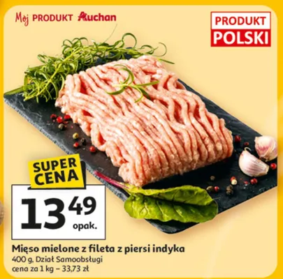 Mięso mielone z fileta z piersi indyka promocja w Auchan