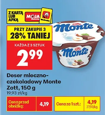 Deser mleczno-czekoladowy Monte Zott promocja w Biedronka