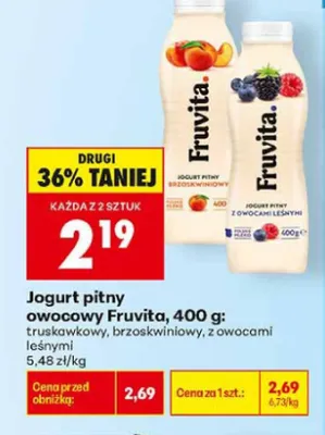 Jogurt pitny owocowy Fruvita promocja w Biedronka