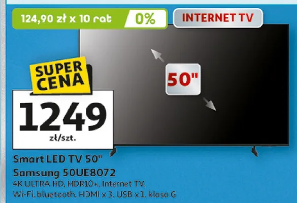 Smart LED TV 50" Samsung 50UE8072 promocja w Auchan