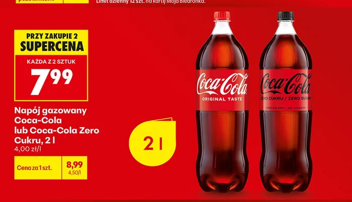 Napój gazowany Coca-Cola Zero Cukru promocja w Biedronka