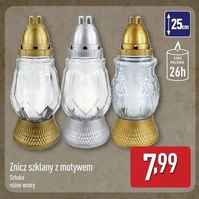Znicz szklany z motywem promocja w Aldi