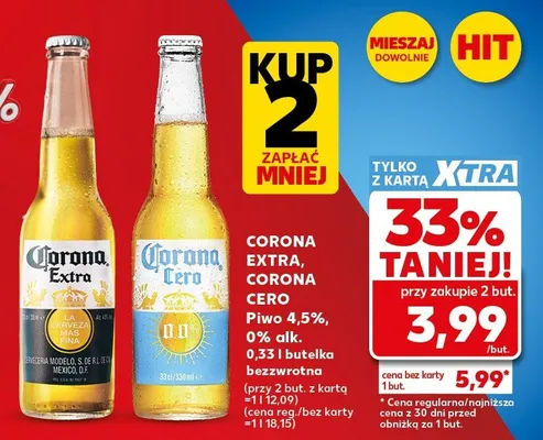 Piwo Corona Cero 0% alk. promocja w Kaufland