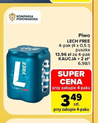 Piwo bezalkoholowe Lech 4-pak promocja w Carrefour