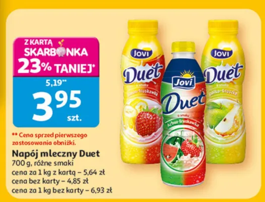 Napój mleczny Duet różne smaki promocja w Auchan
