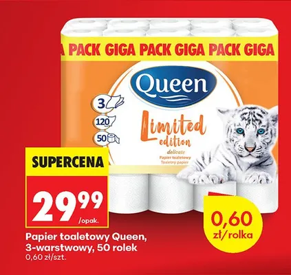 Papier toaletowy Queen Limited Edition 3-warstwowy promocja w Biedronka