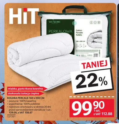 Kołdra Percale 160x200 cm Wendre promocja w Selgros