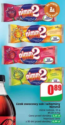 Lizak owocowy sok i witaminy różne rodzaje promocja w Dino