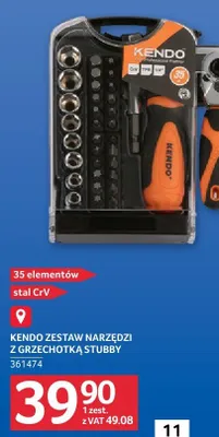 Zestaw narzędzi KENDO z grzechotką i stubby 35 elementów promocja w Selgros