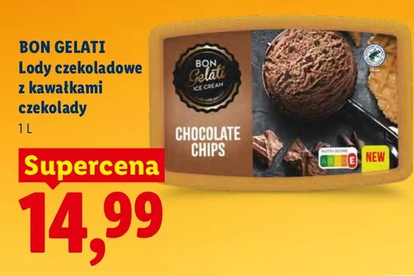 Lody czekoladowe z kawałkami czekolady promocja w Lidl