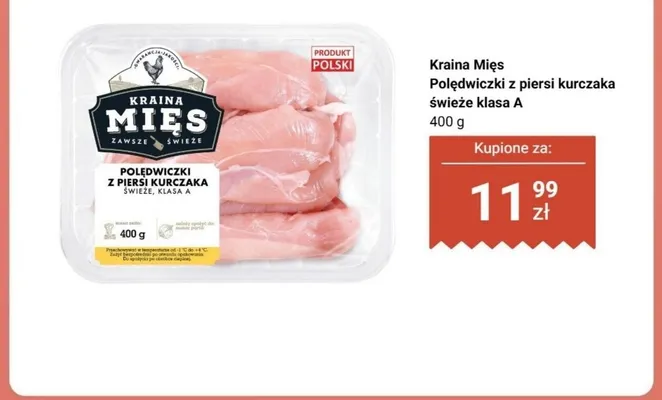 Polędwiczki z piersi kurczaka Kraina Mięs świeże klasa A promocja w Biedronka