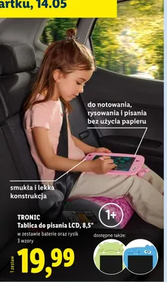 Tablica do pisania LCD 8,5" Tronic w zestawie baterie oraz rysik 3 wzory promocja w Lidl