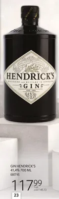 Gin Hendrick's 700ml promocja w Selgros