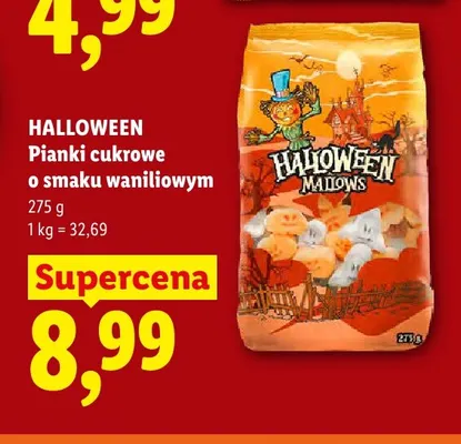 Pianki cukrowe o smaku waniliowym Halloween promocja w Lidl