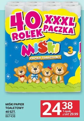 Papier toaletowy Miśki XXXL 40 rolek 867438 promocja w Selgros