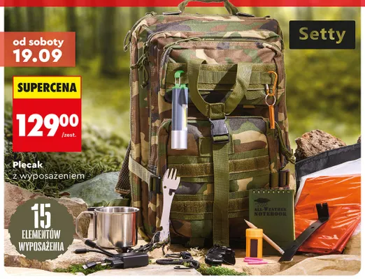 Plecak z wyposażeniem Setty promocja w Biedronka