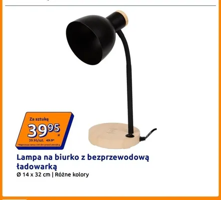 Lampa na biurko z bezprzewodową ładowarką promocja w Action