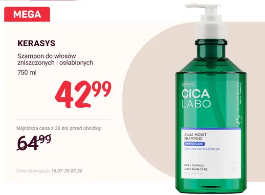 Szampon do włosów Kerasys Cica Labo Aqua Moist promocja w Rossmann