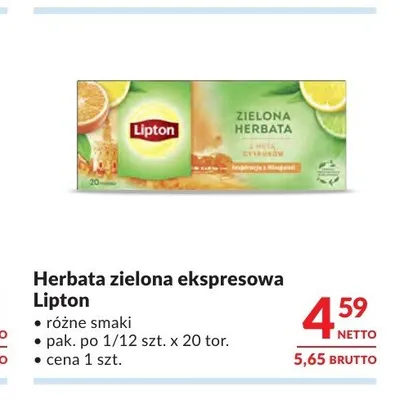 Herbata zielona ekspresowa Lipton z nutą cytrusów promocja w Makro