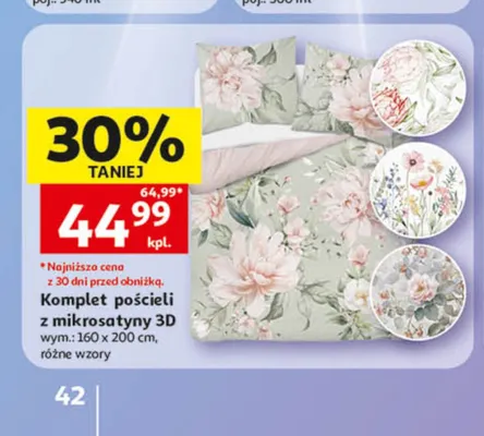 Komplet pościeli z mikrosatyny 3D 160x200cm promocja w Auchan