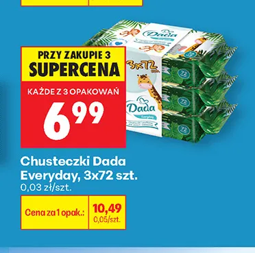 Chusteczki Dada Everyday 3-pak promocja w Biedronka