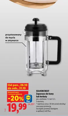 Zaparzacz do kawy lub herbaty 1,2 l Silvercrest promocja w Lidl